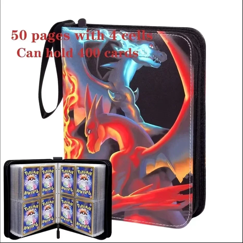 Potdemiel 400 pièces Album classeur Photocard PU fermeture éclair Album Photo Porte-carte jouet Collection dossier lettres cartes passe-temps