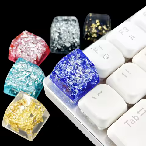 DIY Mechanical Keyboard Custom Resin Silver Foil Keycaps Artisan Pretty Girl ESC Key Gift Single Keycap Personalized Accessories