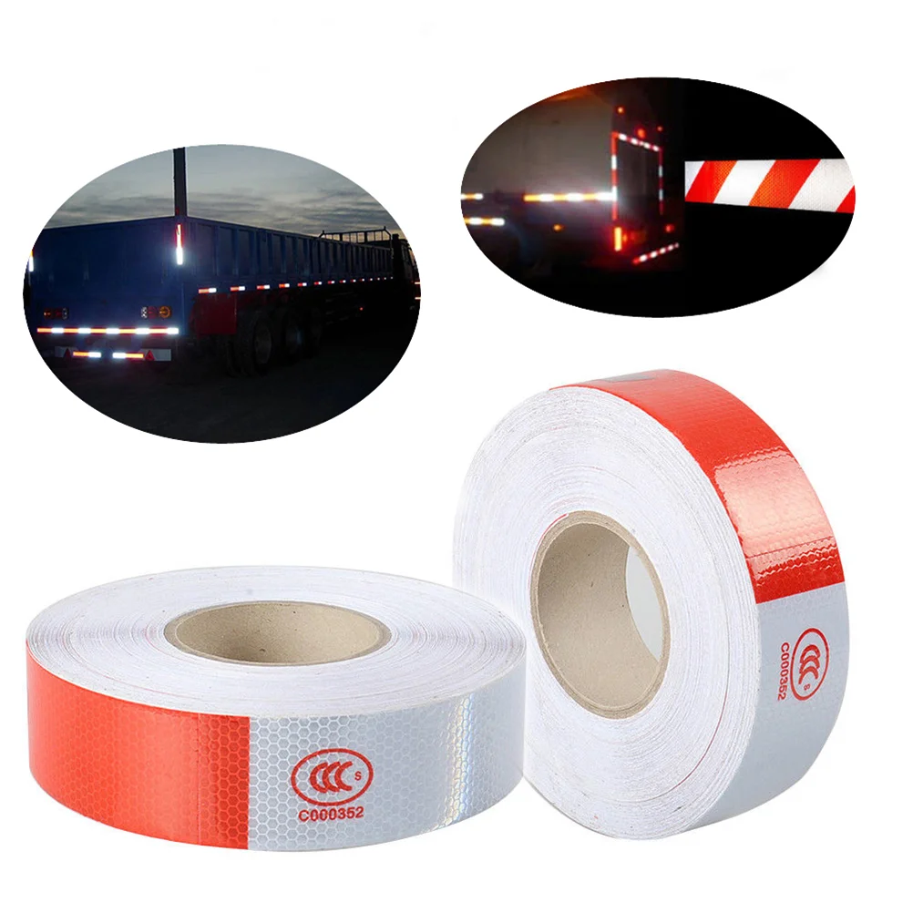 

1 Roll 36Mx5cm Safety Tape Reflective Sticker White and Red Honeycomb Polygonal Trailer Conspicuity Sticker Warning Tape for Car