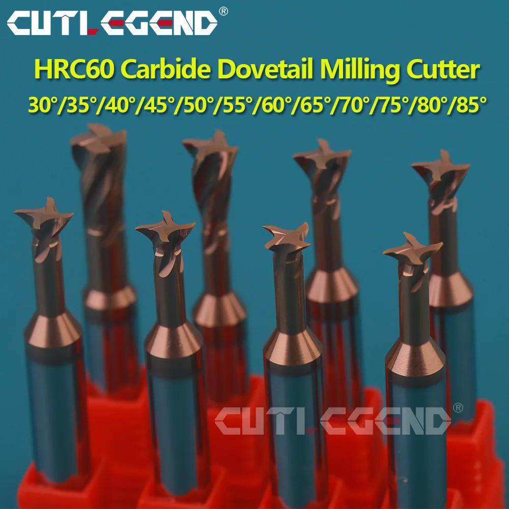 CUTLEGEND Wolframkarbid-Schwalbenschwanzfräser 30 ° 45/60/75 Grad Winkel 35 40 50 55 65 70 80 85 Grad Bearbeitungswerkzeug für Metall 4mm 6mm