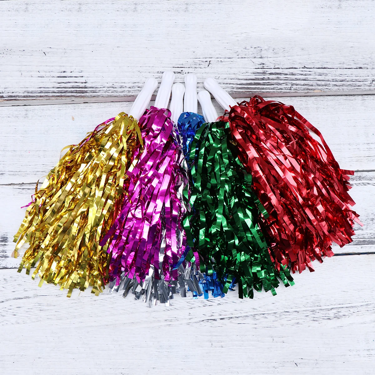 

12PCS Straight Handle Cheering Poms Cheerleading Kit Cheer Props for Performance Competition Cheering Sports Events (Random Styl