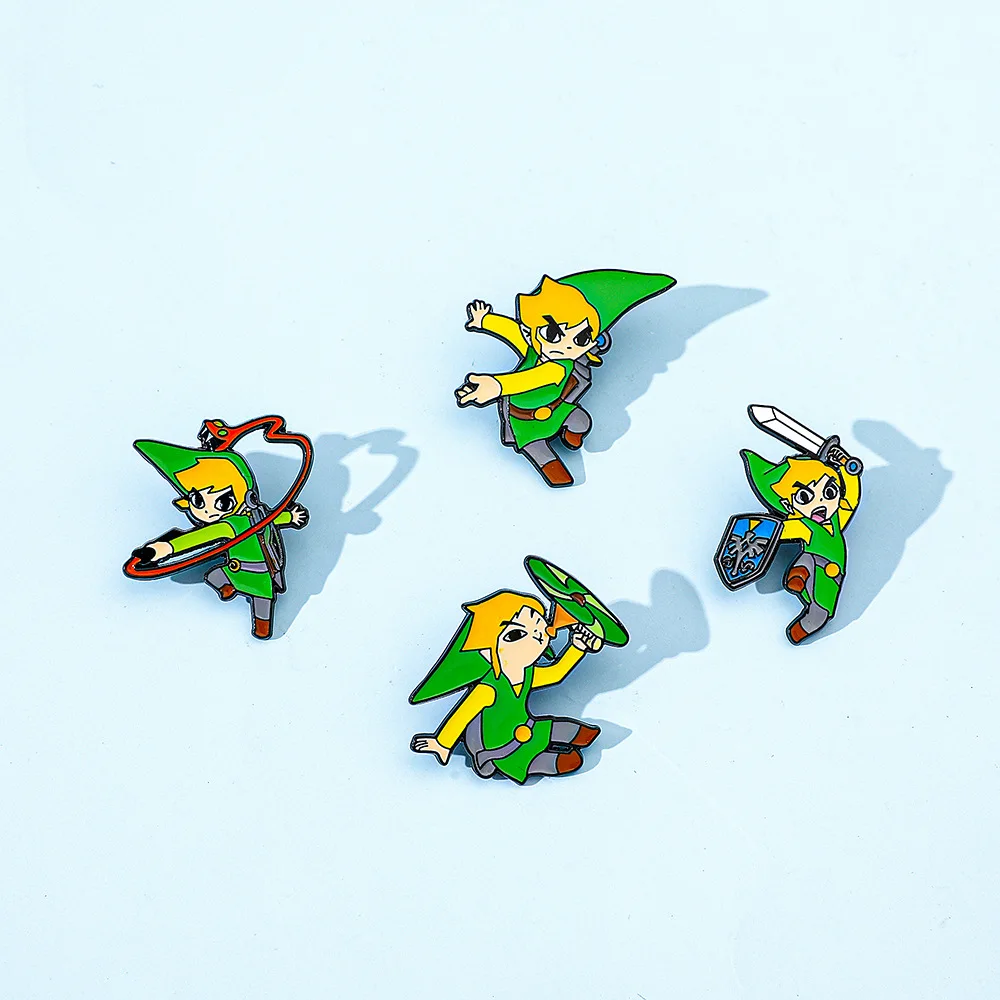 Cartoon Character Brooch Cute Warrior Sword Enamel Pin Metal Badge Jewelry Clothing Backpack Accessory Gift for Friends