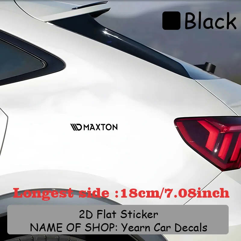 قطعة واحدة من ملصق شعار MAXTON - طراز حديث بسيط، خلفية سوداء مع نص أبيض، ملصق سيارة شفاف