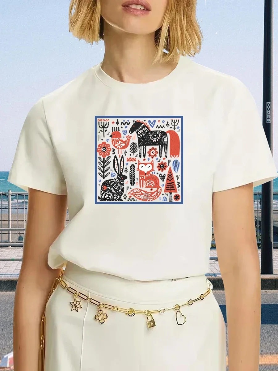 Mode American Street Ins femmes vente chaude coton imprimé T-shirts mode grande taille Y2k individuel Couple décontracté hauts