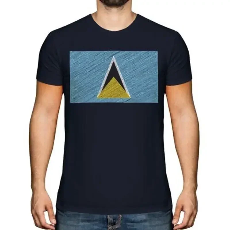 Saint Lucia Scribble Flagge Herren T-Shirt Geschenk St.Lucia Fußball