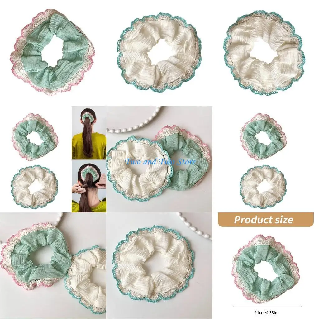 

HX6F Сладкие балетные кружевные резинки для волос Updos Галстук для волос Кружевная повязка для волос Женская веревка для волос