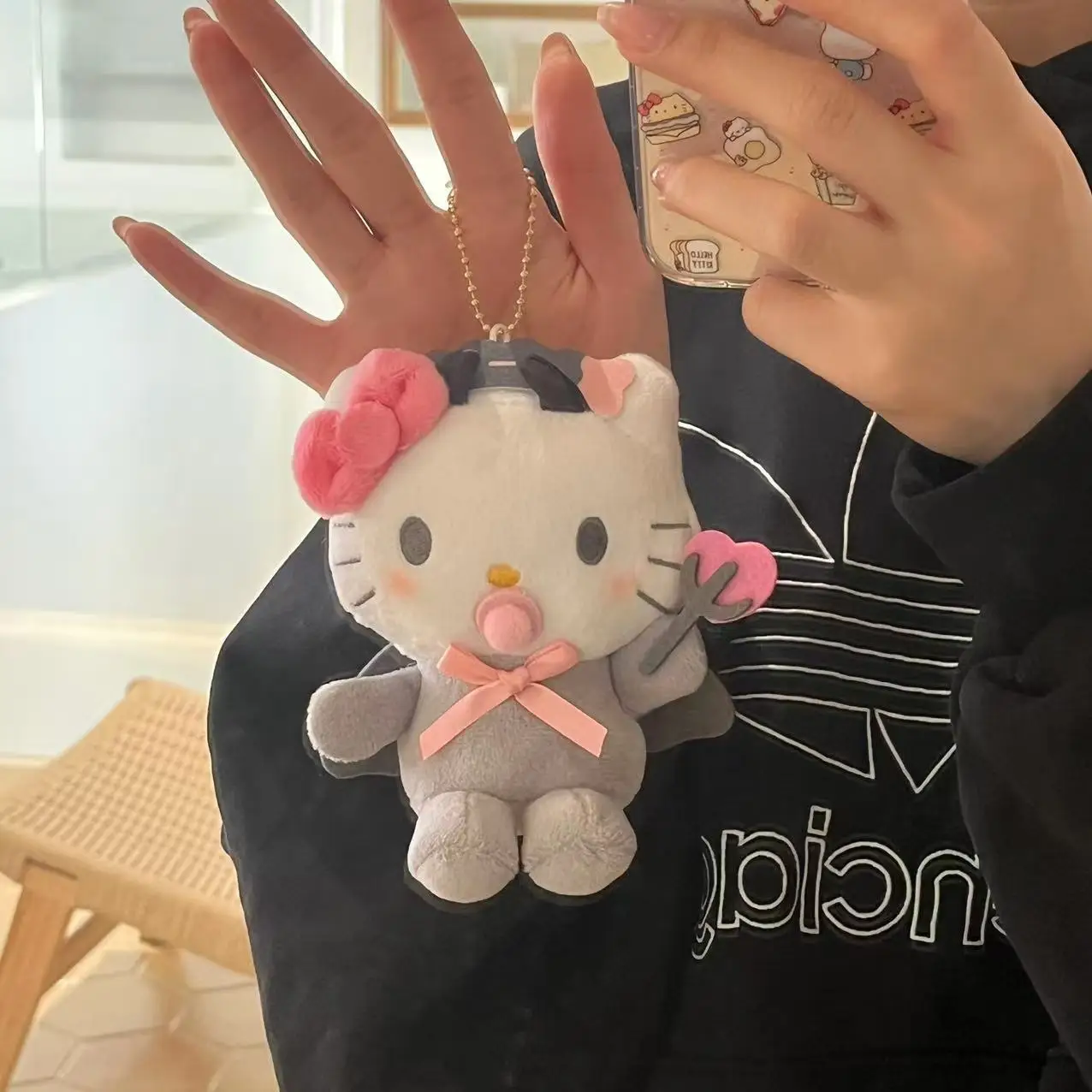 Hello Kitty Maschera per gli occhi Pigiama Peluche Portachiavi Kuromi My Melody Borsa zaino con ciondolo bambola di pezza