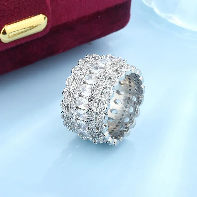 

Новое модное многослойное кружевное кольцо с полым цветком, серебро 925 пробы, темпераментные женские кольца для женщин, подарок на свадьбу