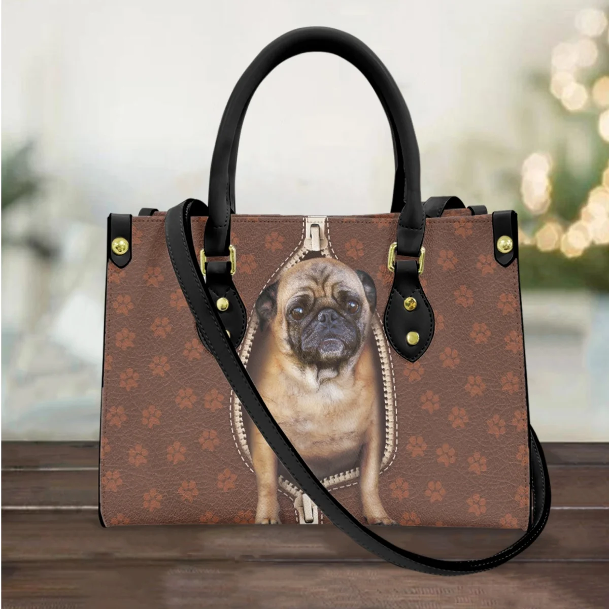 

Pug Retro Luxury Design Clutch PU Leather Top Handle Commuter Shoulder Bag New Girls Casual Small Messenger Bag Bolsos Mujer