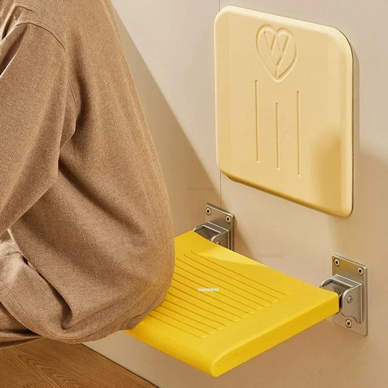 Simple Non-slip Elderly Bathing Special Back Bathroom Chair Folding Wall-mounted Bathroom Seats Shower Chair Changing Shoe Stool