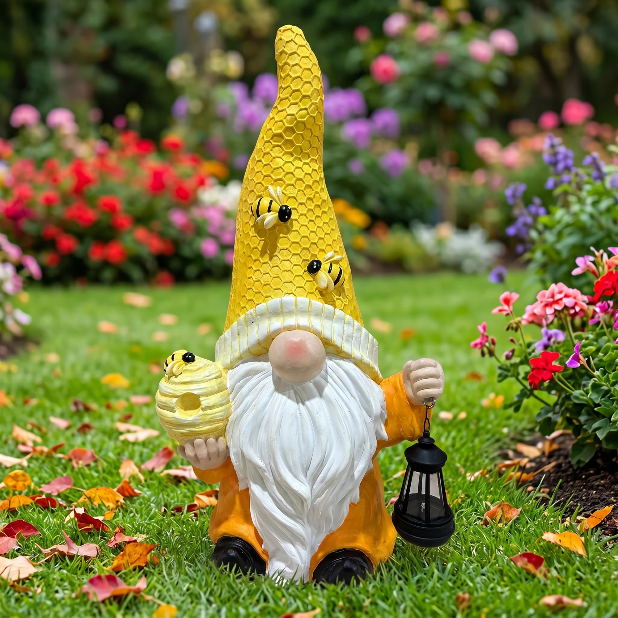 Magnesium Oxide Tree Spirit Old Man Statue with Solar Light, Waterproof Garden Lawn Ornaments for Patio Yard, Vintage Fairy Tale Decor