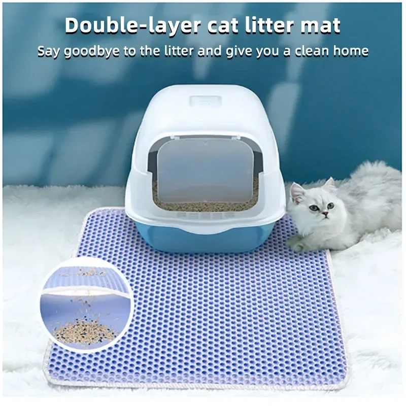 Pet Cat Litter Mat Waterproof Double Layer EVA Foldable Cat Litter Trapping Pet Carpet Bed Pads For Cats Pet Clean Supplies