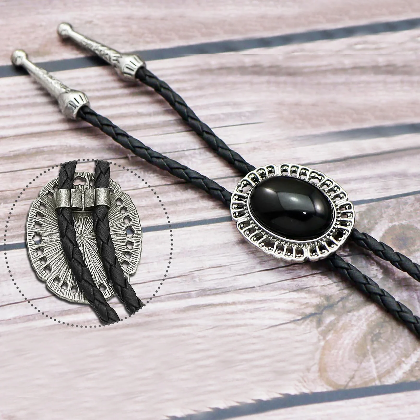 Western Cowboy Leather Rope Bolo Tie Necklace Jewelry Fashion Mens Woman Gifts Necktie Unisex Retro Accessories