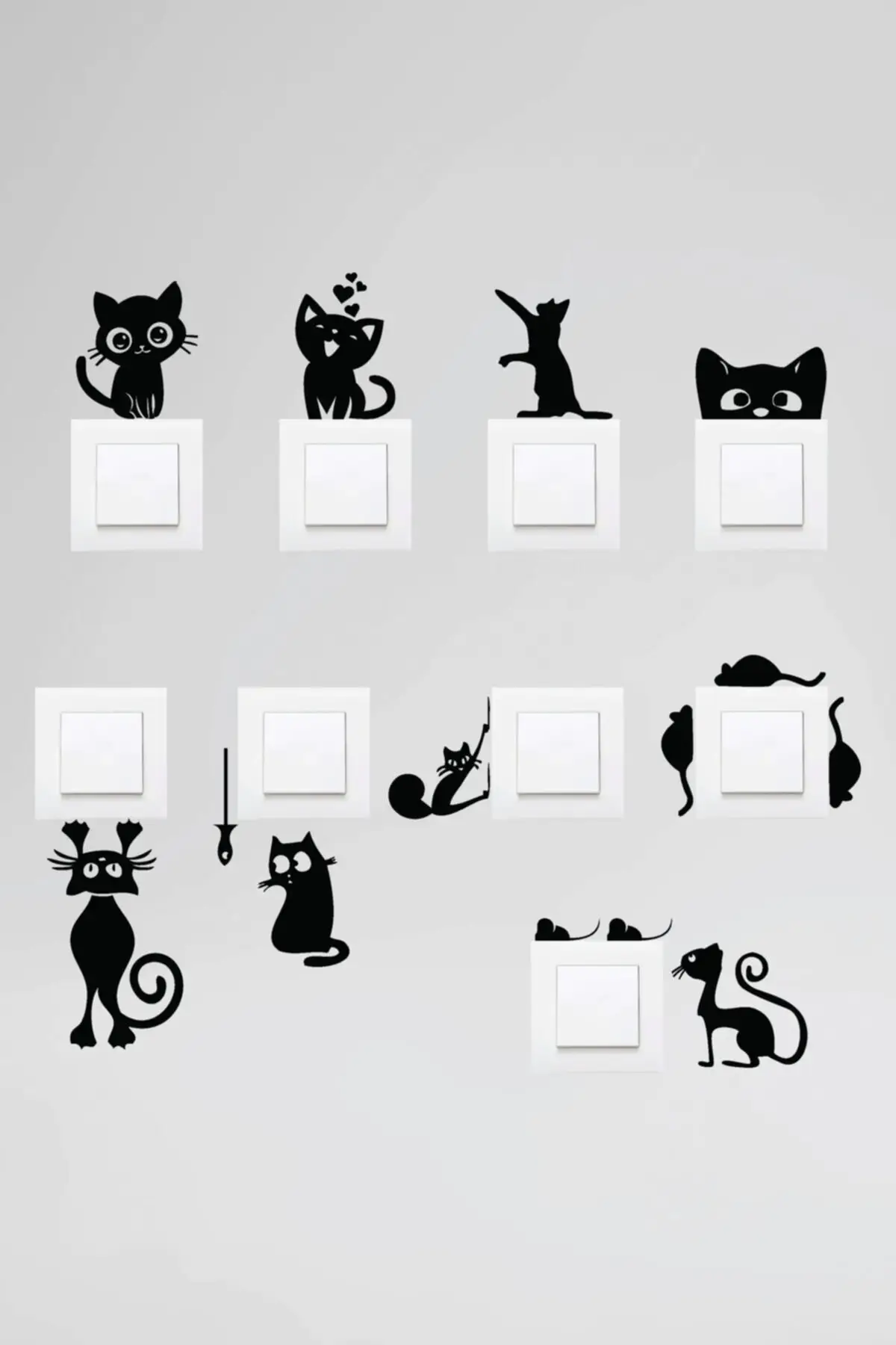 

Socket Cat Sticker Set 9 Pieces Black Sticker Wall Sticker 2022 Home Decor, Socket Edge Decal Free Shipping