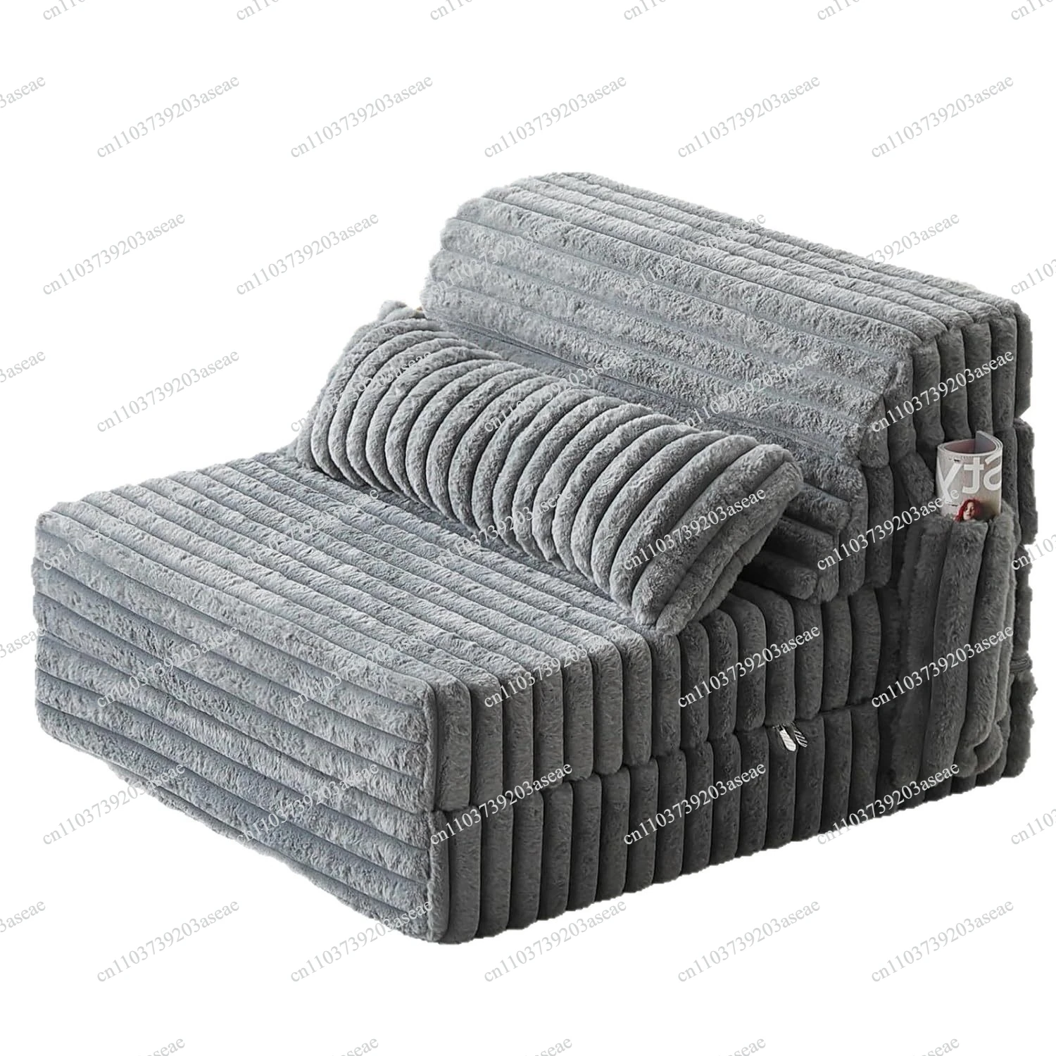 Foldable multi-functional folding sofa bed, adult single rabbit plush lazy floor mat