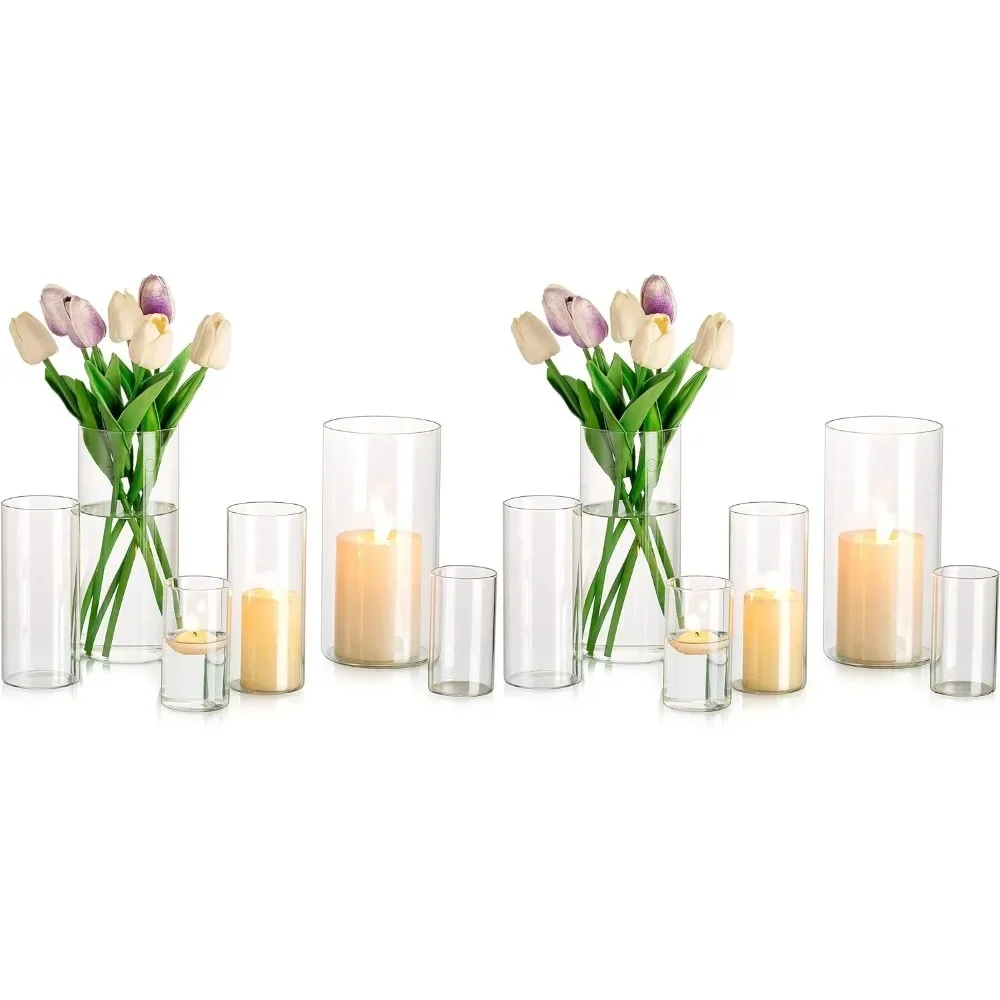 

Cylinder Vases Set of 12 Wedding Table Decoration Home Decorations Hurricane Candle Holder Clear Different Sizes Vase Room Decor