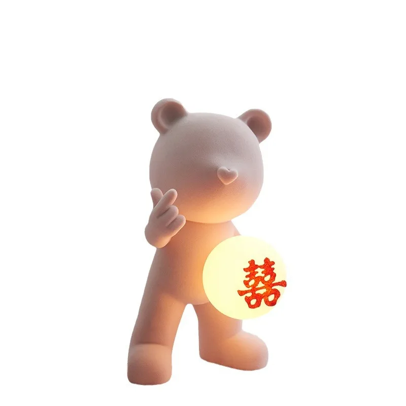 

Creative bear wedding room bedroom bedside gift for newlyweds, girlfriends, festive bride dowry gift, ever bright light