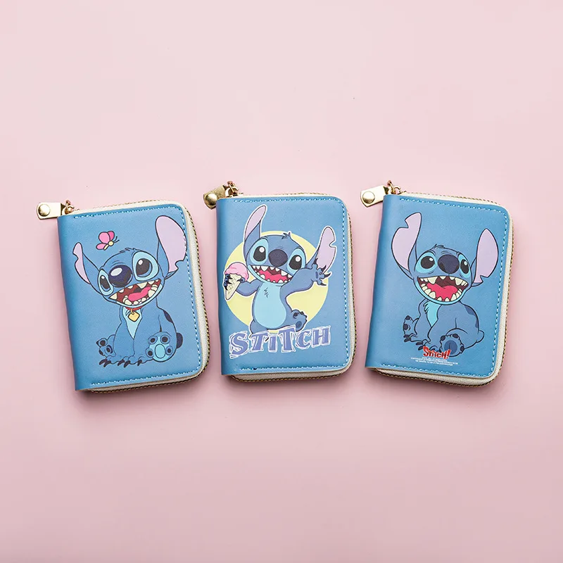 

Kawaii Disney Stitch Coin Purse Fashion Cartoon Anime Zipper Wallet Student Print Card Holder ID Storage Bag Card Pack Gifts