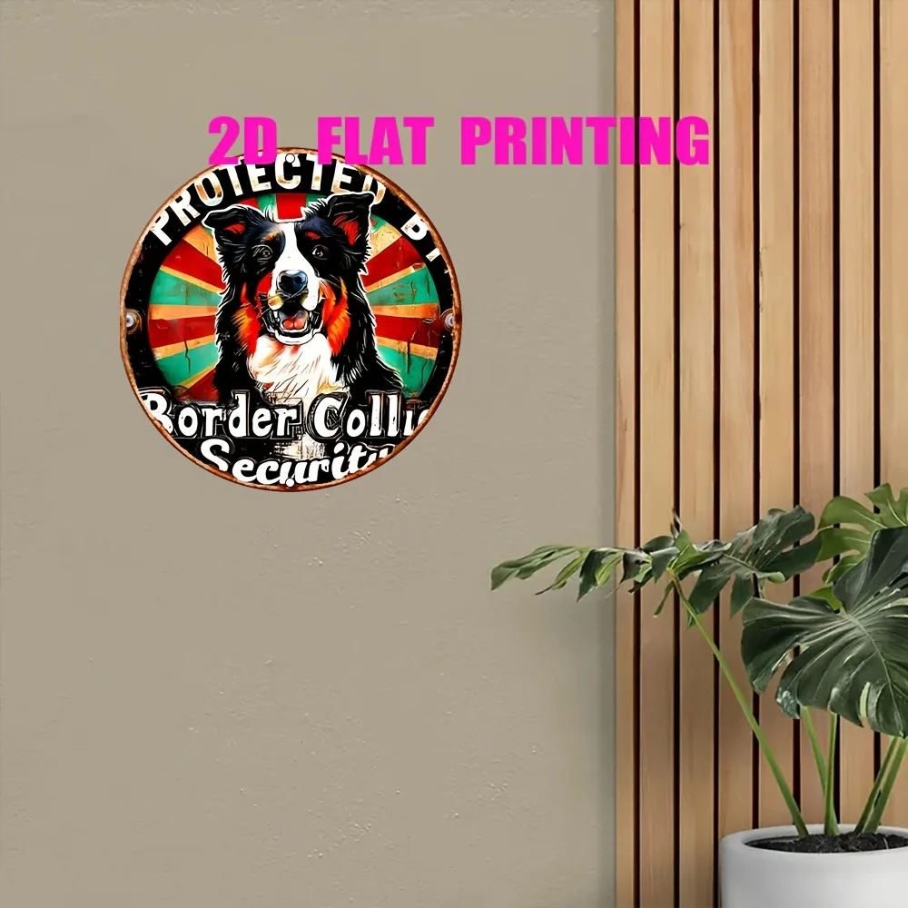 1ks 2D Flat Printed Border Collie Dog Image | Rustic Aluminum Wall Hanging Decoration with 