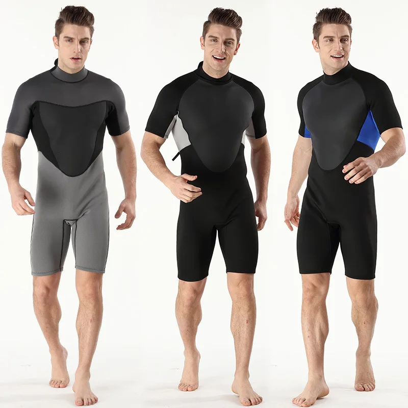 2MM Men's Neoprene Scuba Diving Suit Warm Anti Cold Short Sleeved Short Pants Submersible Suit Surfing Diving Suit for Men