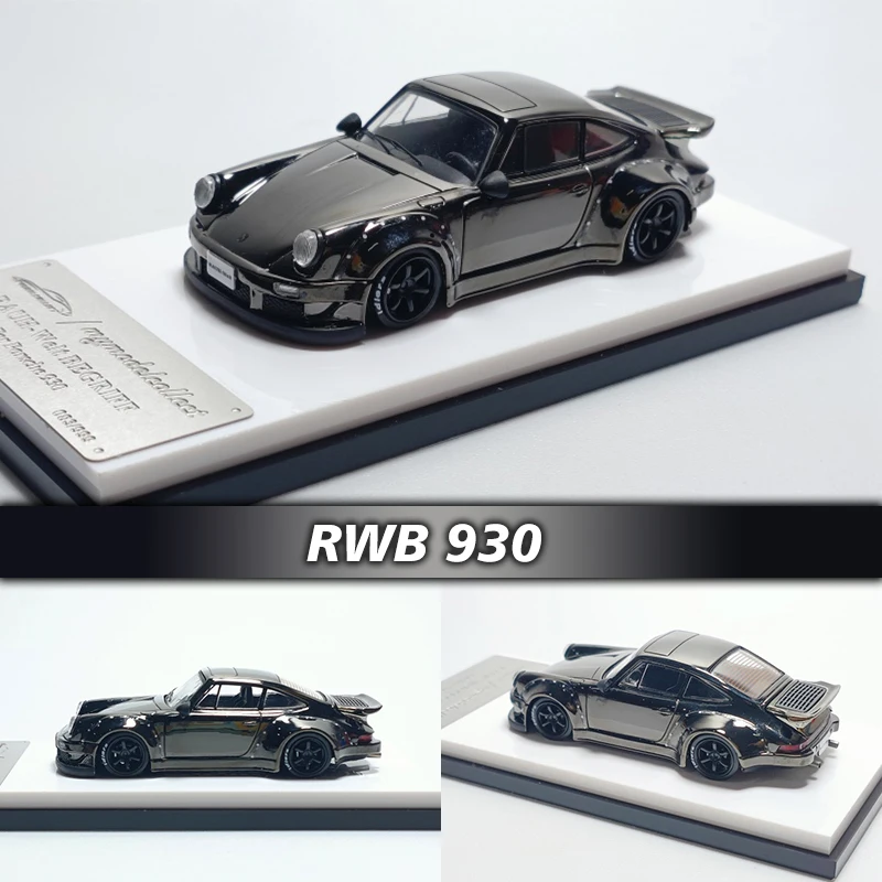 

MC In Stock 1:64 RWB 930 Whale Wing Chrome Gray Diecast Diorama Car Model Collection Miniature Toys