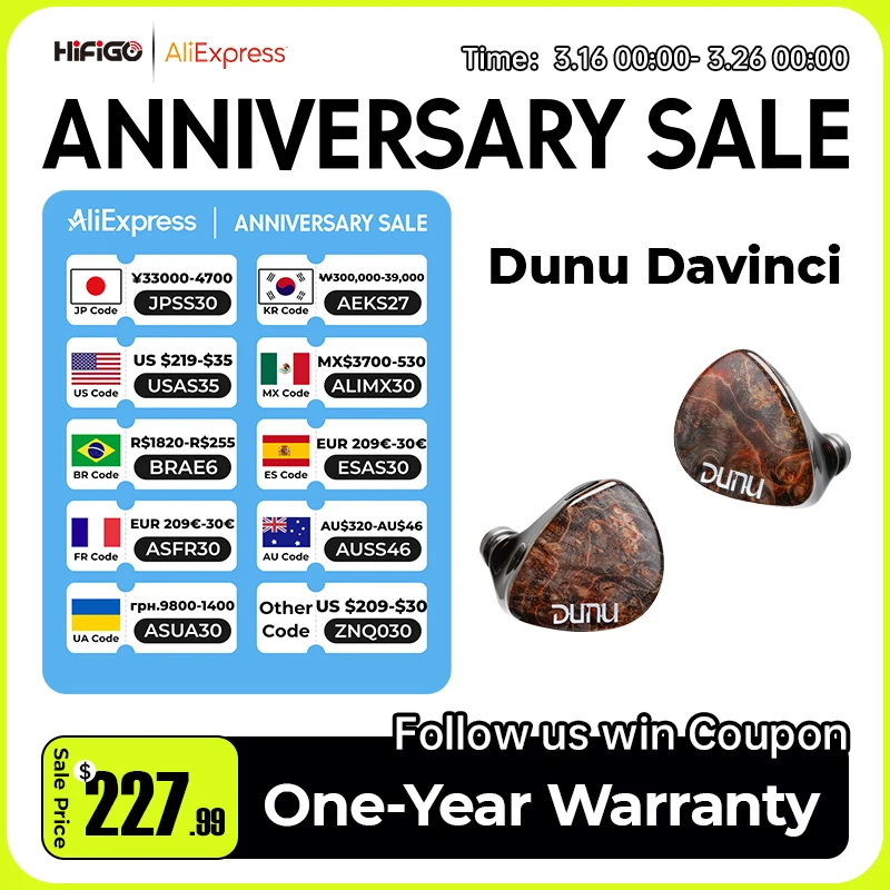 Auriculares intrauditivos híbridos HiFiGo DUNU x Gizaudio DaVinci 2DD + 4BA con Cable de enchufes de terminación intercambiables de 3,5 mm + 4,4 mm