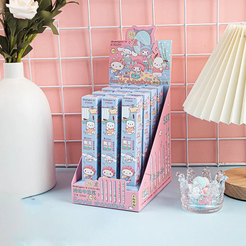 

12/24 шт. Kawaii Sanrio Kitty Kuromi Melody Cinnamoroll Press гелевая ручка милые 0,5 мм синие чернила нейтральные ручки офисные школьные принадлежности