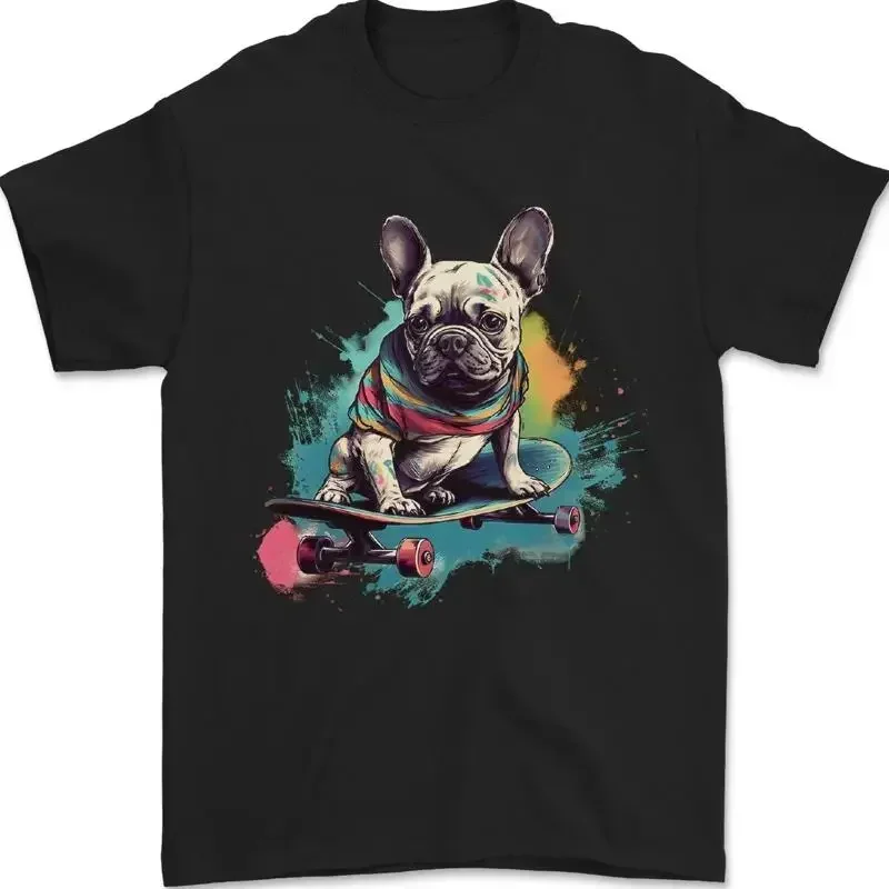 Un Bulldog Francés On A Skateboard Camiseta Hombre 100% Algodón T shirt