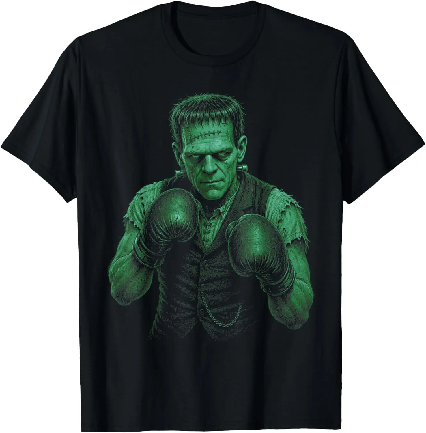 Vintage Boxing Halloween Frankenstein T-Shirt vintage style tee  boxy fit tee black graphic tee 100% cotton men