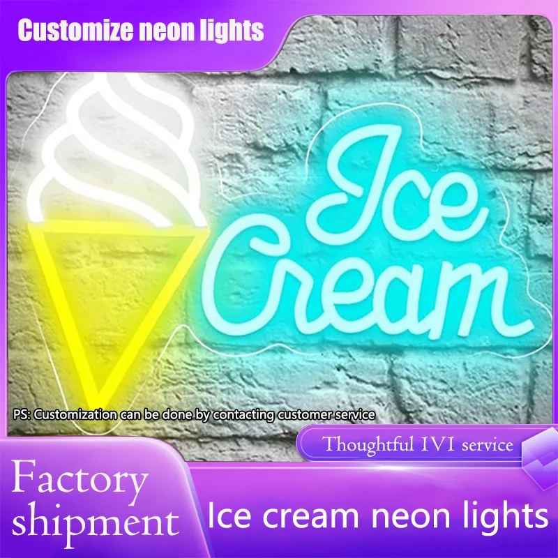 ICE CREAM на заказ светодиодный знак с именем подарок Настенный декор Декор для спальни персонализированный DIY Свадебная вечеринка День рождения магазин 61,5X25CM Детали для девочек