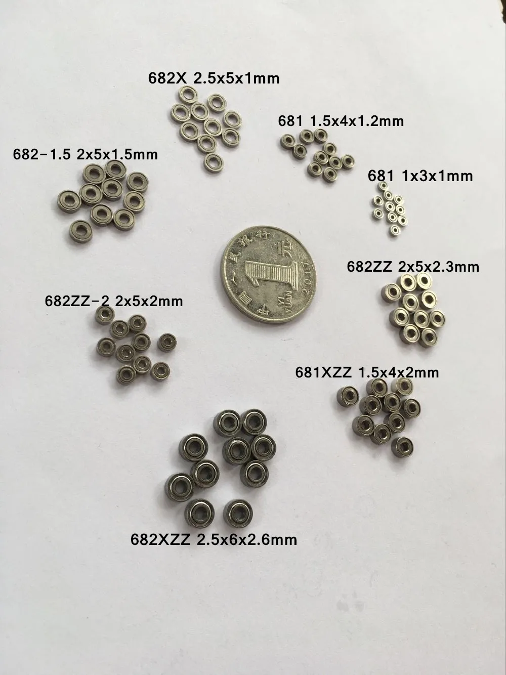 Rodamiento de bolas para joyería de juguete, 10 piezas, 681, 1x3x1mm, 681X, 681XZZ, 682ZZ, 682X, 682XZZ