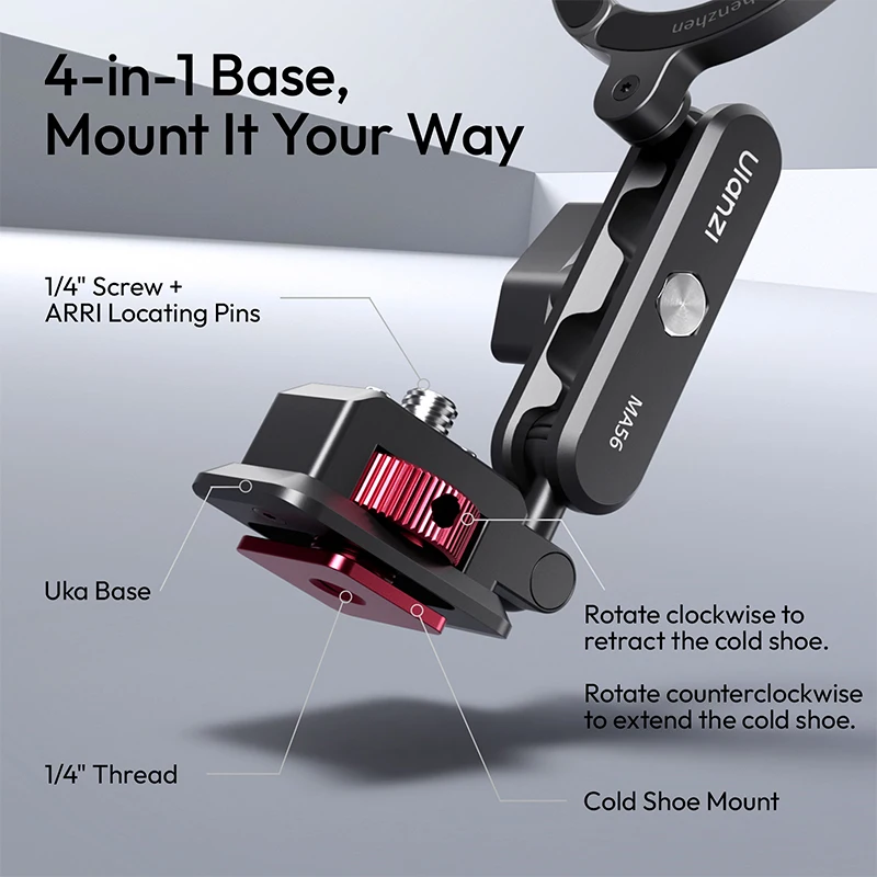 Ulanzi MA56 Magnetic 4-in-1 MagLock Phone Mount On-Camera Phone Holder for Iphone 17 Android Dual 360° Rotation 1/4