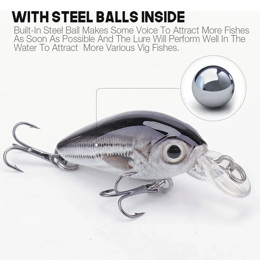 

VTAVTA 5 units/pack Mini Wobblers Lucio 36mm 3.6g Crankbait Minnow lure artificial hard bait with fishing line bag