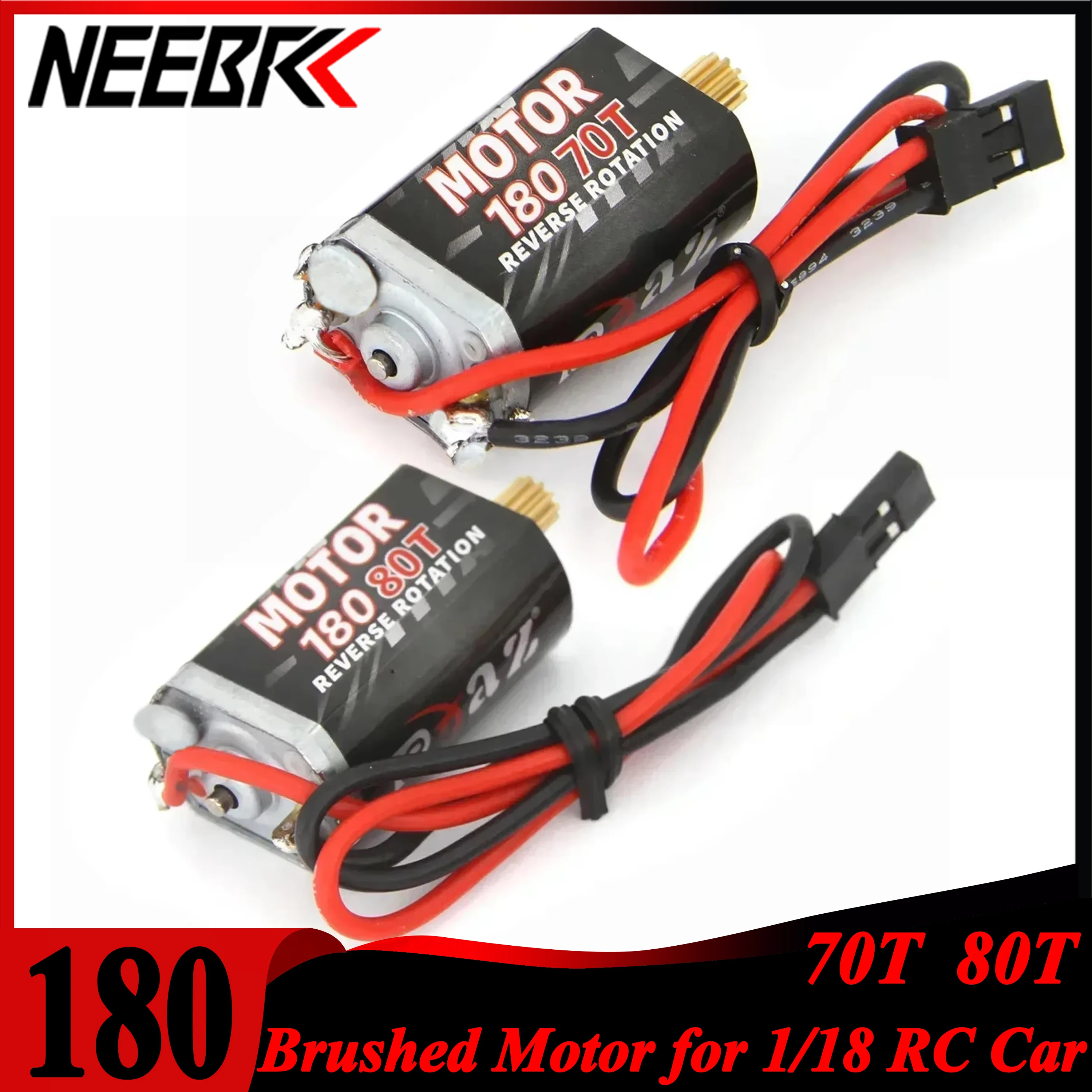 

NEEBRC 180 Brushed Motor 70T 80T High Torque 2mm Shaft and 11T Pinion Motor Gear for 1/18 RC Crawler Monster TRX4M Upgrade Parts