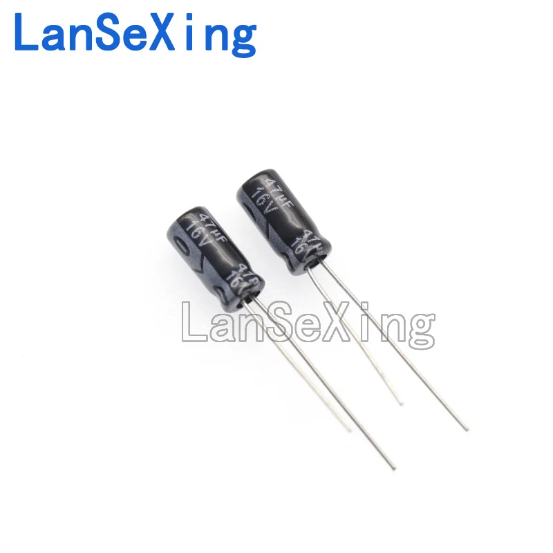 Capacitor eletrolítico de alumínio, componentes eletrônicos, Inline, Volume 5*11, 16V, 47uF, 16V, 47uF