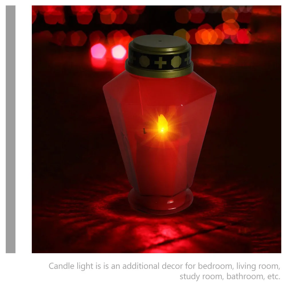 

2pcs Led Cemetery Light Flameless Decor Operated Outdoor Yard Garden Church Prayer Lamp Pillar Centerpiece