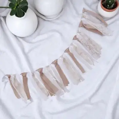 أعلام قماش من سلسلة الأميرة قابلة للغسل وإعادة الاستخدام لتزيين حفلات الزفاف وأعياد الميلاد والديكور الريفي الأنيق #6