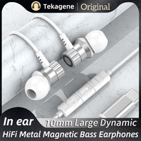 USB Type C Earphones HiFi Metal Magnetic Bass In Ear Earbuds 3.5mm Wired Mic Headphones for Samsung Galaxy S25 S24 S23 A53 A54