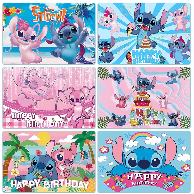 Disney Lilo And Stitch Theme Backdrop Children's Birthday Party Decorations Baby Shower Hula Girls Party Props Banner Shooting