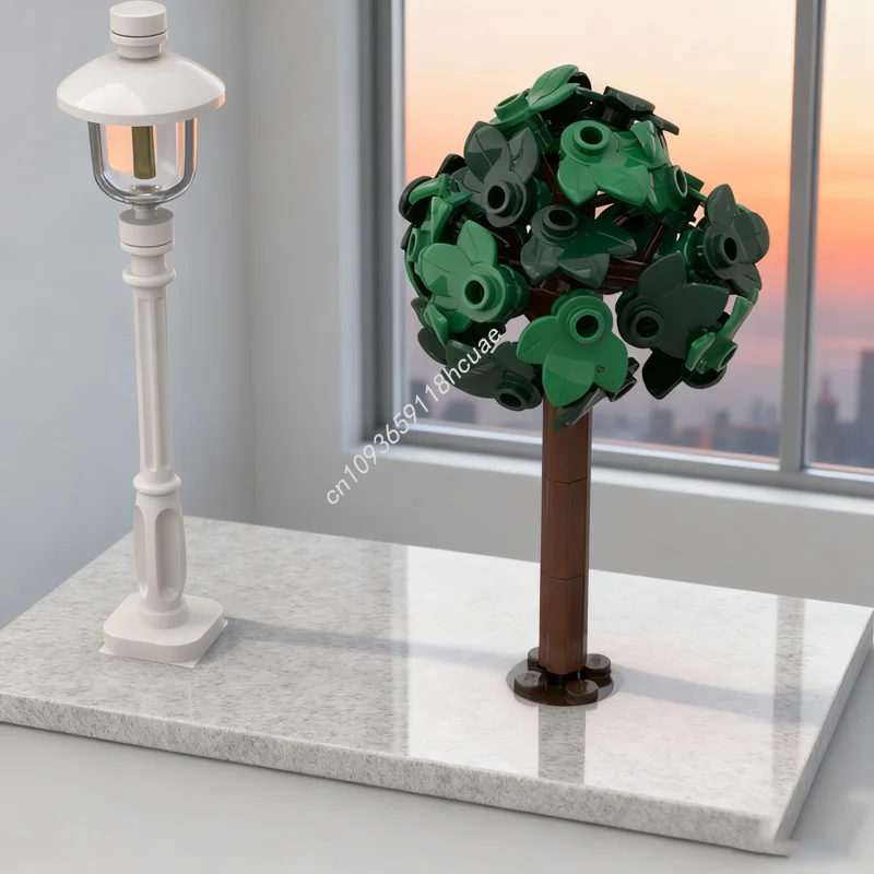 

123 шт. MOC ламповый столб, дерево, город, модель, строительные блоки, архитектура, игрушки «сделай сам», креативная идея, Рождественский подарок, образовательный кирпич для детей
