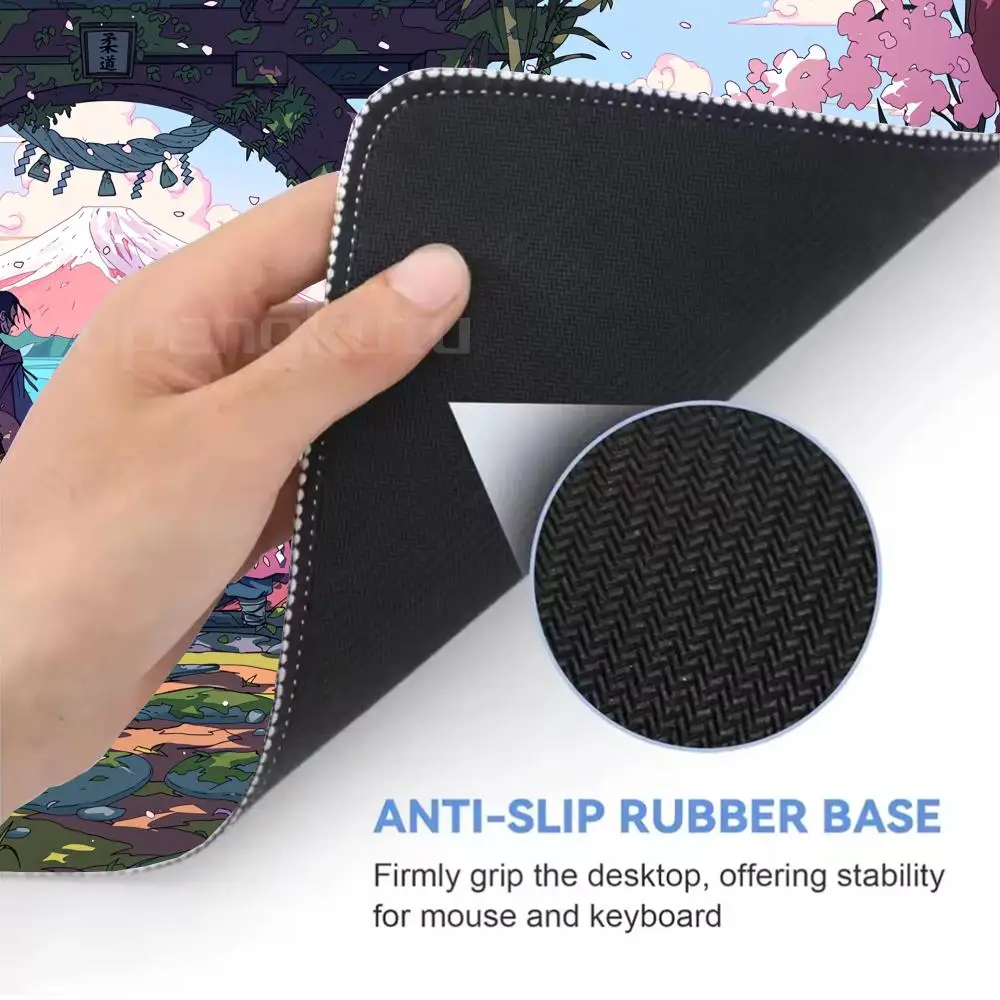 Alas Mouse Gaming Alas Mouse Besar Alas Meja Laptop Gaya Elemen Jepang 90X40Cm Alas Komputer Keyboard Deskpad Mousepad untuk PC