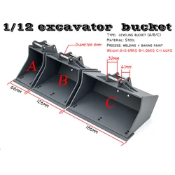 Flat Tooth Bucket Narrow Bucket Wide Bucket 1/12 Series Hydraulic Excavator Model Universal Accessories