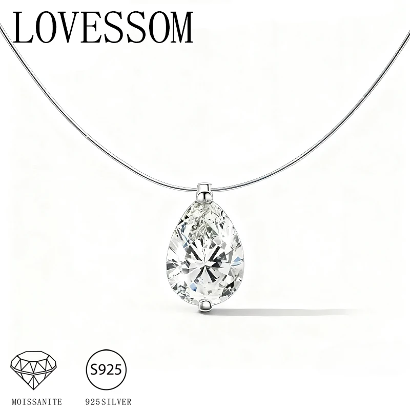 

Серебро 925 пробы, 1-каратный муассанит в форме капли, простое и универсальное высококачественное ожерелье с подвеской в форме слез русалки