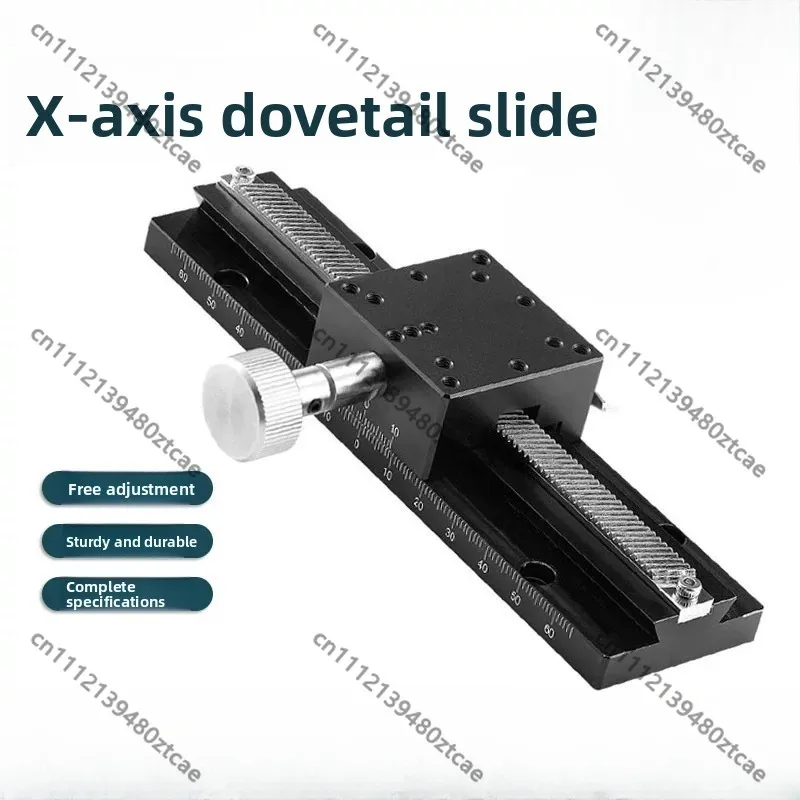 Precision X Axis Dovetail Groove Manual Linear Stage, Gear Rack Pinion Drive Long Travel Displacement Slide Table