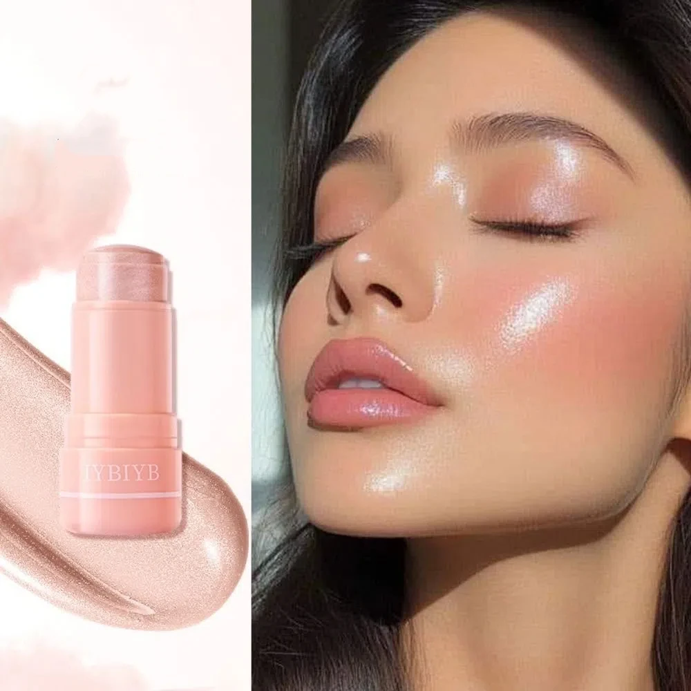 3 colori trucco fard stick evidenziando illuminante luccichio fard stick multi-uso effetto glitter trucco guancia