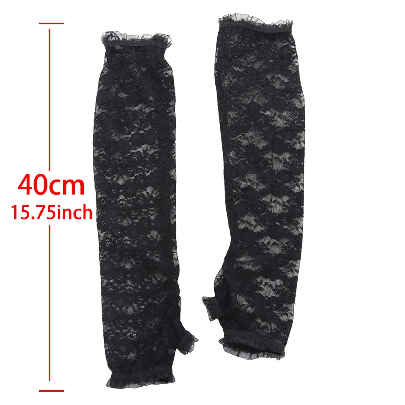 Cute Girls Summer Sunscreen Lace Arm Sleeve Women Long Mesh Yarn Arm Cover Sun UV Protection Fingerless Arm Cuffs Driving Gloves