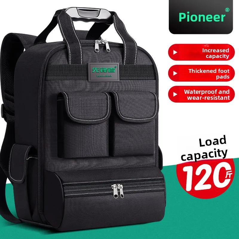 Waterproof Thick Large Capacity Tool Backpack Double Shoulder Electrician Bag Durable Multi-Functional Handheld Outdoor Pack