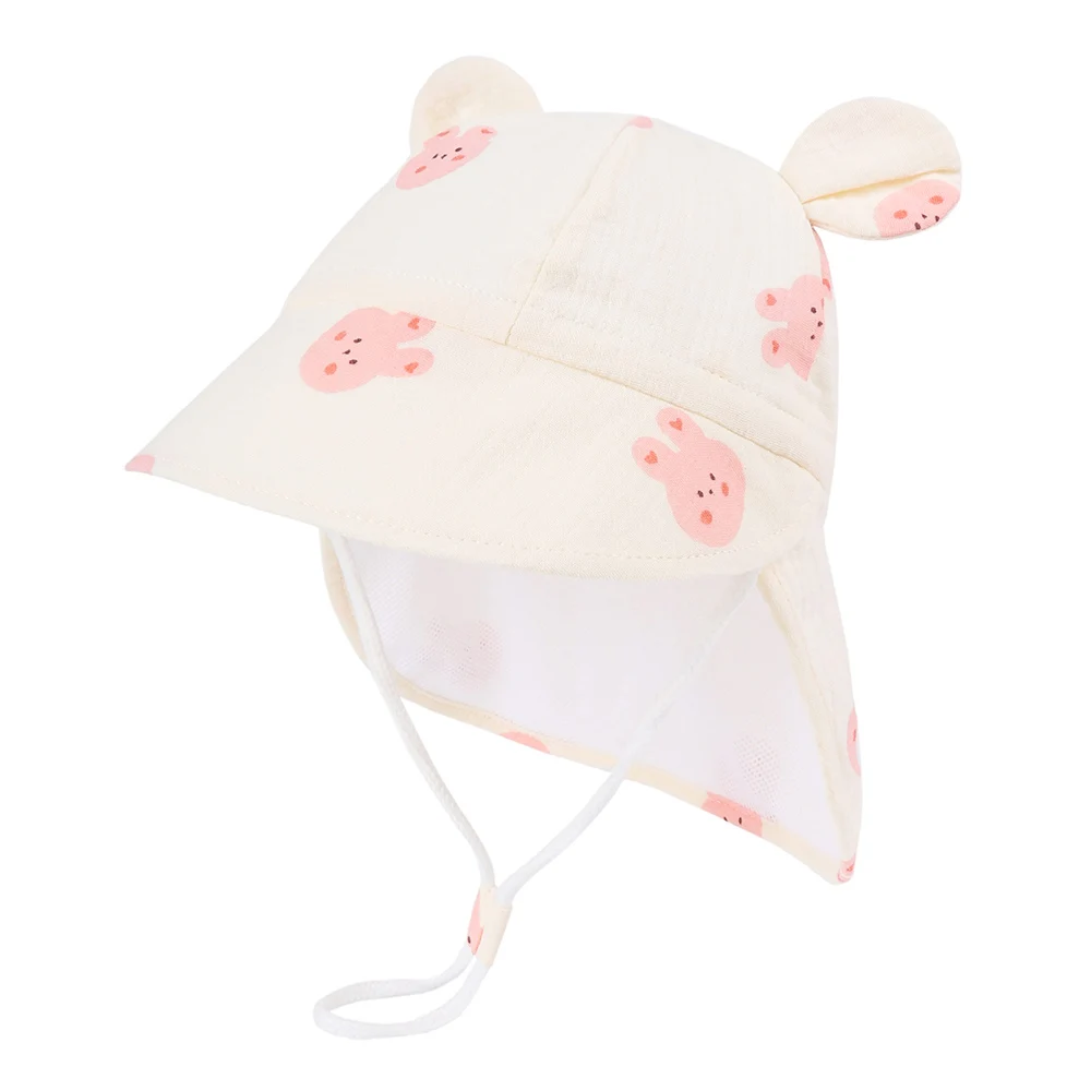 Topi Matahari Balita Musim Gugur Baru dengan Selendang Topi Aktivitas Luar Ruangan Sejuk Lembut untuk 1-3 Tahun Anak Laki-laki dan Perempuan Topi Perlindungan UV Pantai