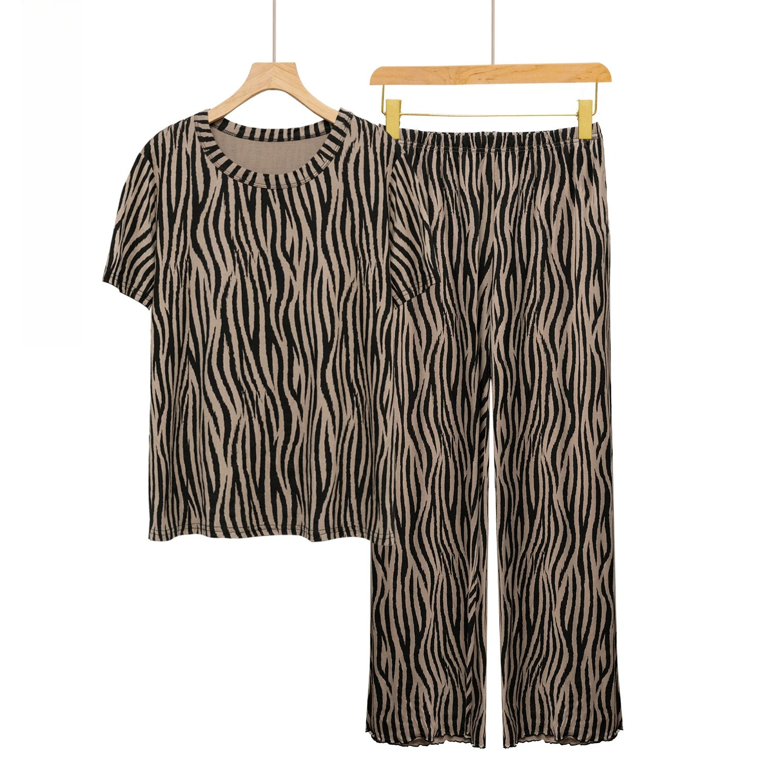 

New Lady's Loungewear Spring Summer Continental Short Sleeve Pajamas Sets Relaxed Top Pants Casual Homewear 2pcs All Day Comfort