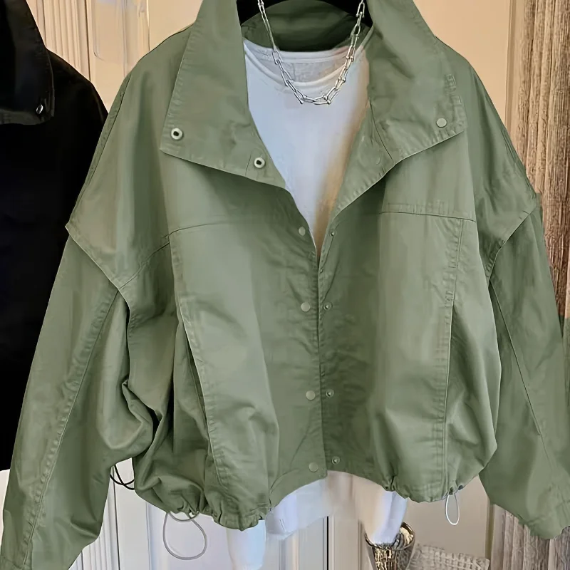 

Women's Spring Autumn Short Trench Coat Loose Jacket Top